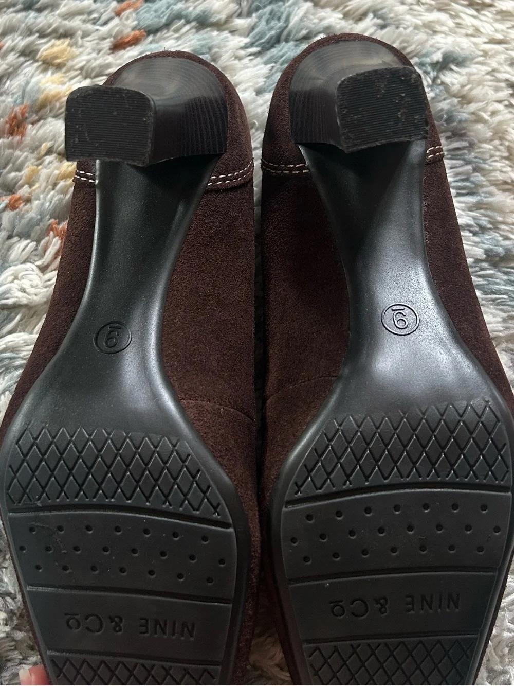 Nine West Dark Brown Suede Buckle Heels